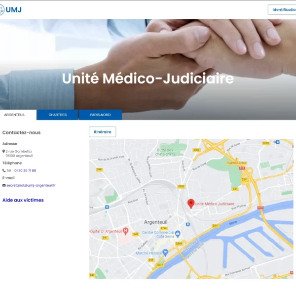 Développement Plateforme Web et mobile des Unités Médico Judiciaire d'Argenteuil, Paris Nord et Chartres